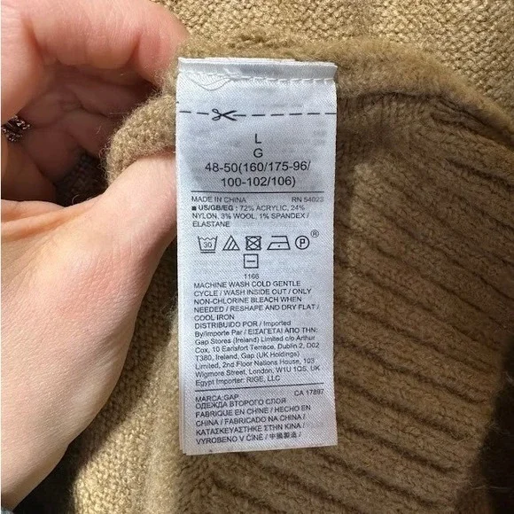 GAP Women Camel Heather Long Open Front Cardigan Sweater Size L - Picture 9 of 10